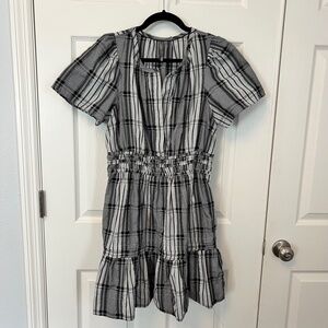 Anthropologie Woman's The Somerset Gingham Black/White/Gray Mini Dress Size M